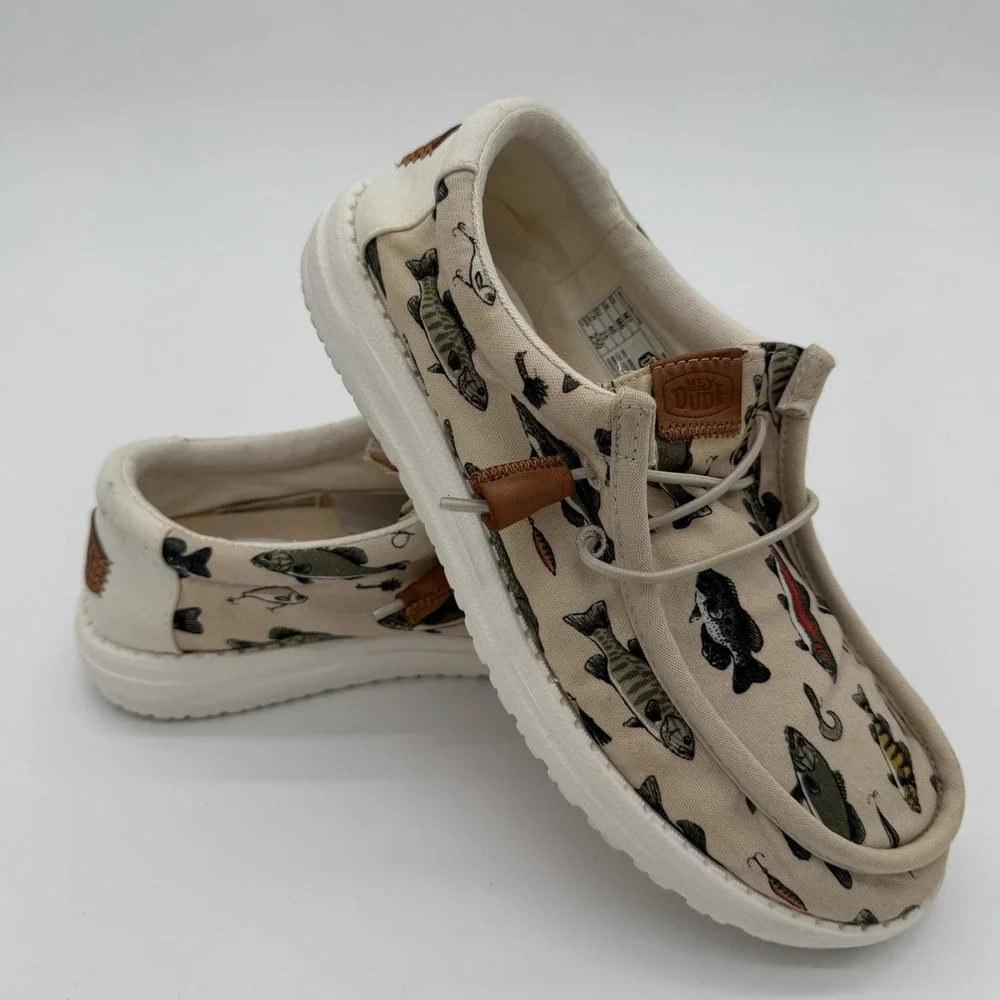 Hey Dude Wally Fish Fishing Lure Mens Size 7 Slip On Shoes